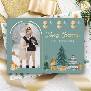 Carte De Vœux En Aluminium Jolie photo d'arche nordique traditionnelle Noël s