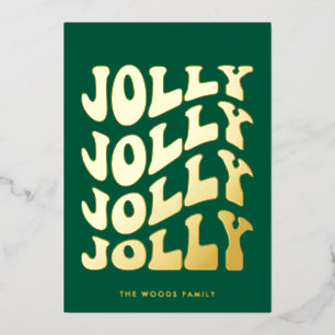 Carte De Vœux En Aluminium Jolly Super Wavy Green Christmas Gold