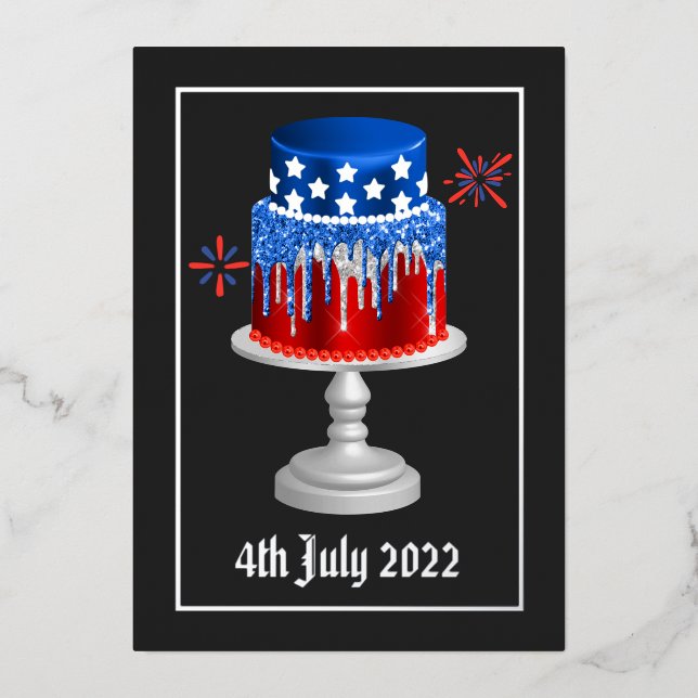 Carte De Vœux En Aluminium Jour de l'Indépendance du 4 juillet (Recto)