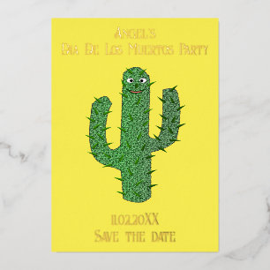 Carte De Vœux En Aluminium Jour des morts heureux Cactus Sauvez la date