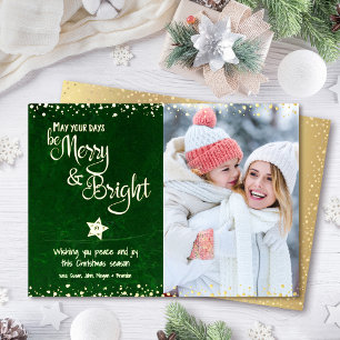 Carte De Vœux En Aluminium Jours Photo Verts Soyez Joyeux et Lumineux Script
