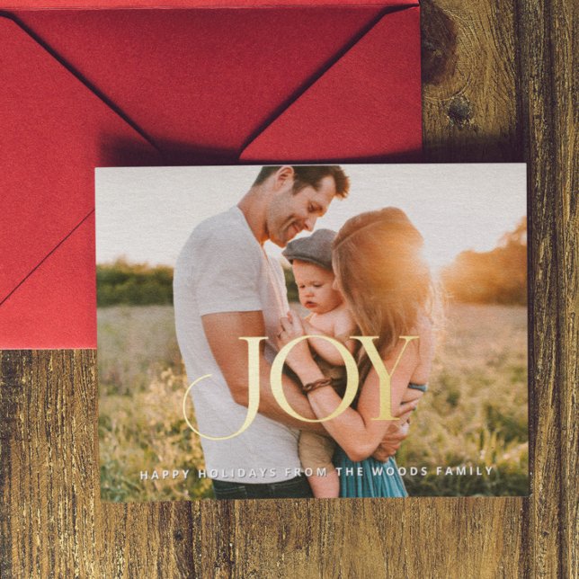 Carte De Vœux En Aluminium Joy Christmas Inspirational Photo Gold (Créateur téléchargé)