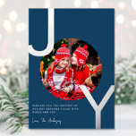 Carte De Vœux En Aluminium Joy Feuille d'argent Bleu élégant minimaliste Noël<br><div class="desc">Pour une personnalisation plus avancée de ce design,  il suffit de cliquer sur le bouton "Customiser" ci-dessus !</div>