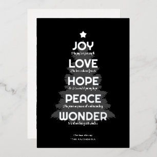 Carte De Vœux En Aluminium Joy Hope Love Peace Wonder Christian Christmas