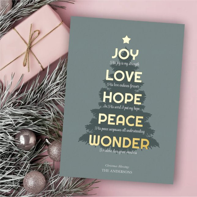 Carte De Vœux En Aluminium Joy Hope Love Peace Wonder Christian Christmas (Créateur téléchargé)
