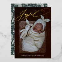 Joyeuse Calligraphie Holiday Foil Faire-part de na