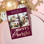 Carte De Vœux En Aluminium Joyeuse et brillante typographie Noël Berry<br><div class="desc">Souhaitez à votre famille et à vos amis un joyeux Noël de vacances avec cette carte de voeux simple et élégante en feuille de Noël en couleur des baies de vin.</div>