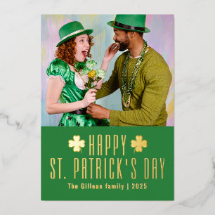 Carte De Vœux En Aluminium Joyeuse fête de la Saint-Patrick Trèfles photo de