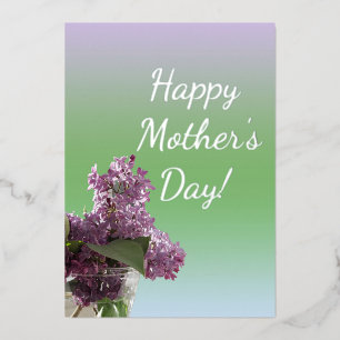 Carte De Vœux En Aluminium Joyeuse fête des Mères avec des fleurs de lilas