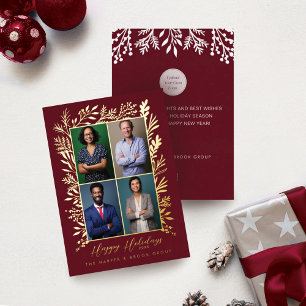 Carte De Vœux En Aluminium Joyeuses Festive Holly Team Photos Affaires