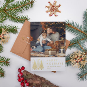 Carte De Vœux En Aluminium Joyeuses fêtes Arbres de Noël Simple Photo