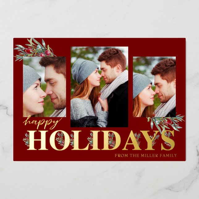 Carte De Vœux En Aluminium Joyeuses Fêtes De Noël Collage Photo De Fêtes (Recto)