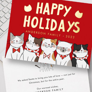 Carte De Vœux En Aluminium Joyeuses Fêtes Drôles Chats Mignons qui Chantent N