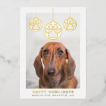 Carte De Vœux En Aluminium Joyeuses Fêtes Moderne Simple Photo de Chien<br><div class="desc">Partagez la joie des fêtes avec cette carte de Noël moderne et amusante “Joyeuses Fêtes” avec une véritable feuille d'or,  d'argent ou de rose.</div>