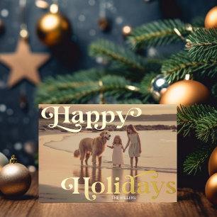 Carte De Vœux En Aluminium Joyeuses Fêtes Modernes Élégant 1 Photo Minimalist