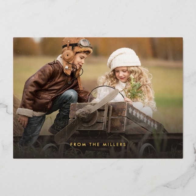 Carte De Vœux En Aluminium Joyeuses Fêtes Neige (Recto)