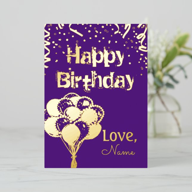 Carte De Vœux En Aluminium Joyeux anniversaire (Debout devant)