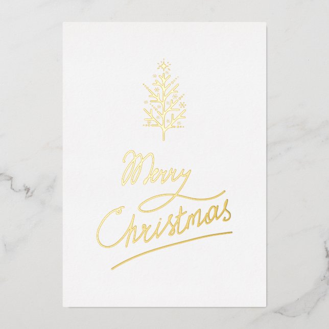 Carte De Vœux En Aluminium Joyeux arbre de Noël | Ajoutez votre photo (Recto)