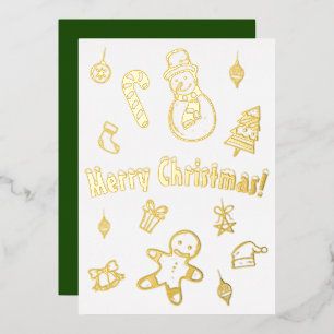Carte De Vœux En Aluminium Joyeux Arbre de Noël Xmas Bonhomme de Neige Canne