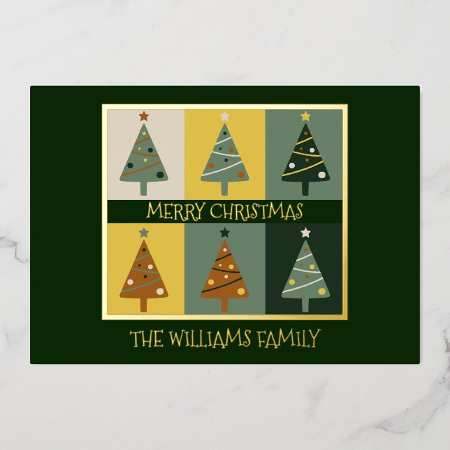 Carte De Vœux En Aluminium Joyeux arbres de Noël sur mesure (Recto)