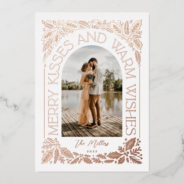 Carte De Vœux En Aluminium Joyeux baisers et coups de coeur Berry Arch Photo (Recto)