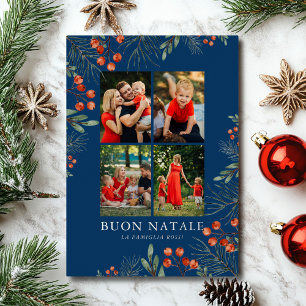 Carte De Vœux En Aluminium Joyeux Buon Natale 4 Photo Noël en feuille