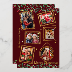 Carte De Vœux En Aluminium Joyeux cadre de canicule de Noël Multi Photo Flora
