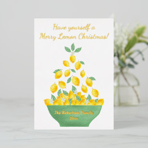 Carte De Vœux En Aluminium Joyeux citron de Noël Arbre Citrus photo