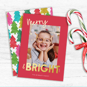 Carte De Vœux En Aluminium Joyeux et lumière photo de Noël