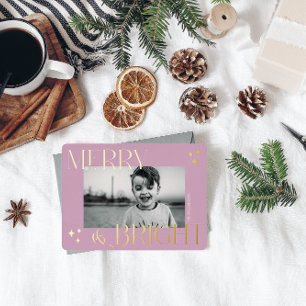 Carte De Vœux En Aluminium Joyeux et lumineux photo de Noël élégante