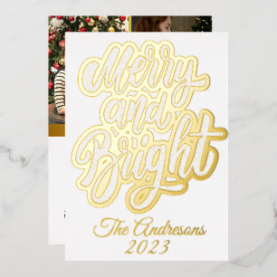 Carte De Vœux En Aluminium Joyeux et lumineux Photo moderne de Noël tendanc