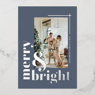 Carte De Vœux En Aluminium Joyeux et lumineux Photo simple Dusty Blue