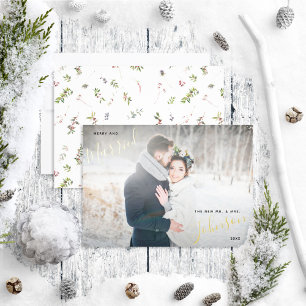 Carte De Vœux En Aluminium Joyeux et marié Berry hiver photo Mariage