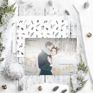 Carte De Vœux En Aluminium Joyeux et marié Pinecone d'hiver photo Mariage