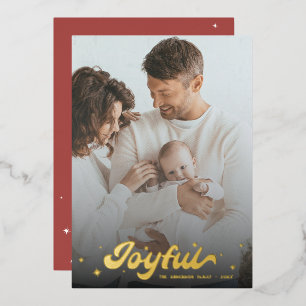Carte De Vœux En Aluminium Joyeux flocons de neige Retro moderne Photo Noël