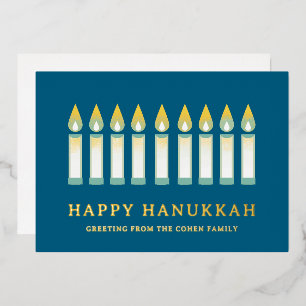 Carte De Vœux En Aluminium Joyeux Hanukkah Simple Élégant Vœu de Bougie