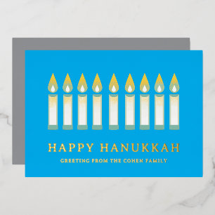 Carte De Vœux En Aluminium Joyeux Hanukkah   Simple élégant vœu de bougie 