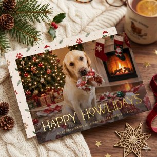 Carte De Vœux En Aluminium Joyeux Howlidays Chien Photo Drôle de Noël