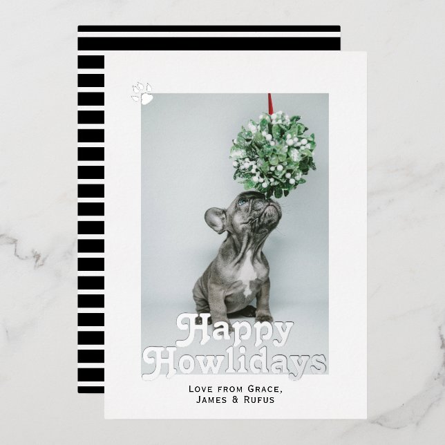 Carte De Vœux En Aluminium Joyeux Howlidays Pet Dog Christmas (Recto/Verso)