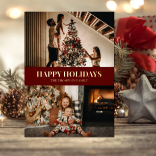 Carte De Vœux En Aluminium Joyeux Jours d'or Rouge moderne Photo