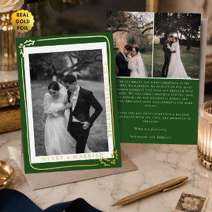 Carte De Vœux En Aluminium Joyeux & Mariés Forest Green 3 Photo Noël