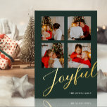 Carte De Vœux En Aluminium Joyeux Moderne Minimaliste Vert Gold Script Photo<br><div class="desc">Joyeux minimaliste moderne vert Gold Script Photo Real Foil Carte de vacances. Envoyez des voeux de vacances avec des photos à vos proches avec cette carte de vacances Foil moderne et festive. Tous les textes sont pré-arrangés pour que vous personnalisiez facilement et rapidement avec vos propres détails. Joyeuses fêtes !...</div>