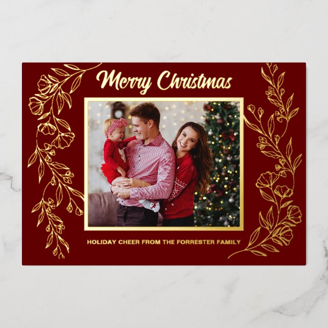 Carte De Vœux En Aluminium Joyeux Noël  3 famille Photo feuille art  (Recto)