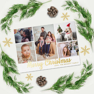 Carte De Vœux En Aluminium Joyeux Noël 5 Photo Collage Real