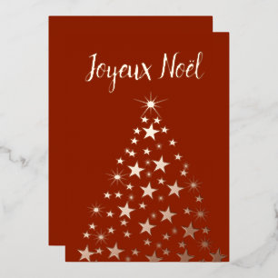 Carte De Vœux En Aluminium Joyeux Noel Arbre de Noël Étoiles Rose Or Huile Ho