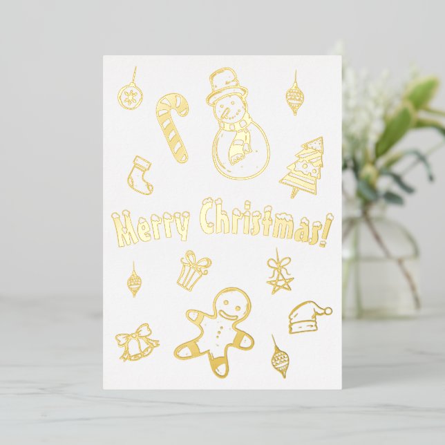 Carte De Vœux En Aluminium Joyeux Noël Arbre Noël Noël Snowman Sucre de canne (Debout devant)