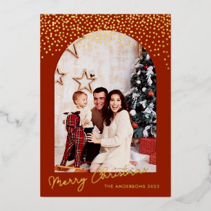 Carte De Vœux En Aluminium Joyeux Noël Arch Gold Foil Photo