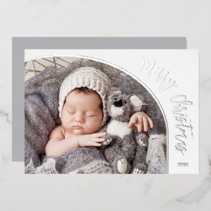 Carte De Vœux En Aluminium Joyeux Noël Argent Script