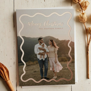 Carte De Vœux En Aluminium Joyeux Noël avec une bordure ondulée élégante