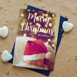 Carte De Vœux En Aluminium Joyeux Noël bébé photo Real Gold<br><div class="desc">Découvrez la magie de la saison avec notre carte de voeux de Noël personnalisable. Ajoutez une touche personnelle en insérant votre photo chère, et élevez l'esprit festif avec l'option "Joyeux Noël" en papier d'aluminium. Choisissez de l'or, de l'argent ou de l'or rose pour adapter la carte à votre style unique....</div>